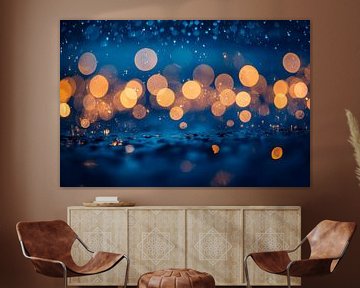 Water droplets and play of light in blue by Poster Art Shop