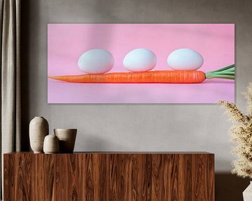 Witte eieren op een wortel van Poster Art Shop