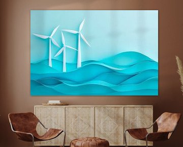 Wind power and waves in paper style by Poster Art Shop