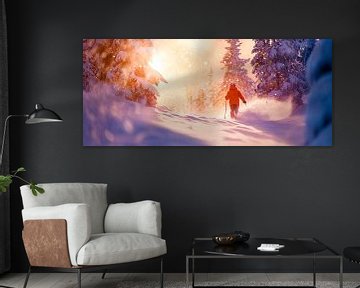 Winterwandeling in de sneeuw van Poster Art Shop