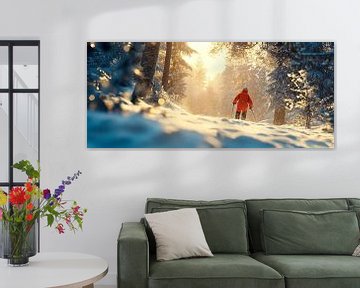 Winterwandeling in het besneeuwde bos van Poster Art Shop