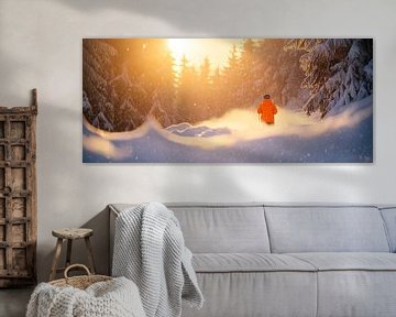 Winterwandeling in het zonlicht van Poster Art Shop