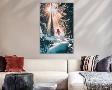 Winterwandelaars in een zonnestraal van Poster Art Shop