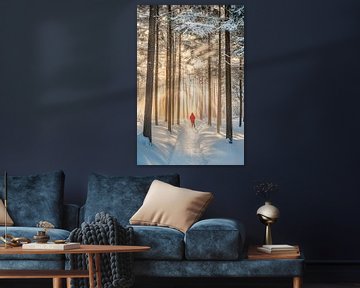 Winterbos met zonnestralen van Poster Art Shop