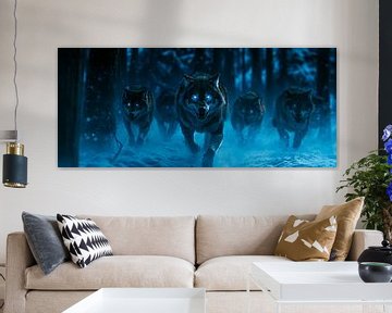 Wolven in het mystieke maanlicht van Poster Art Shop