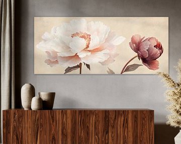 Delicate peonies in soft colours by Poster Art Shop