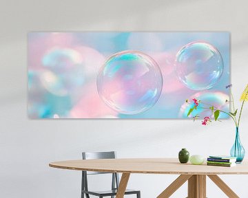Delicate zeepbellen in zachte kleuren van Poster Art Shop