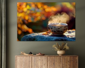 Dampende thee in een herfstige idylle van Poster Art Shop