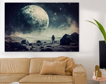 Astronaute sur la lune la nuit sur Poster Art Shop