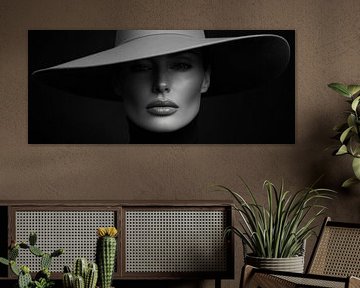 Femme élégante au chapeau large sur Poster Art Shop