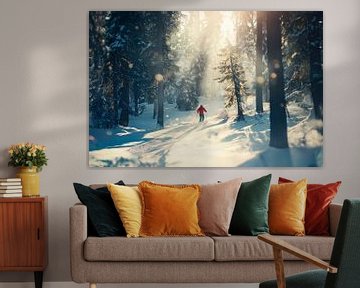 Winterwandeling in het besneeuwde bos van Poster Art Shop