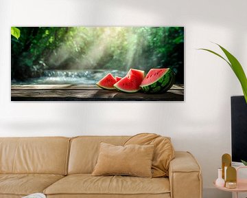 Erfrischende Wassermelonen im Wald von Poster Art Shop