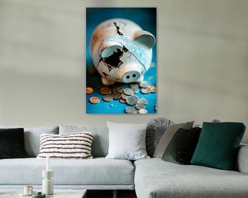 Kaputtes Sparschwein mit Münzen von Poster Art Shop