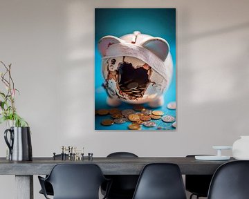 Caper spaarvarken met munten van Poster Art Shop