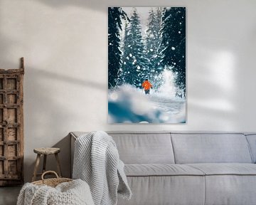 Winterwandeling in het besneeuwde bos van Poster Art Shop