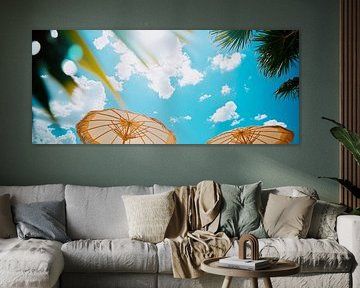 Parasols under a blue sky by Poster Art Shop