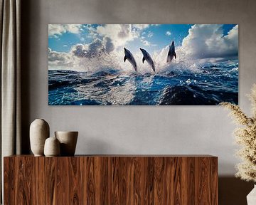 Springende Delfine im Ozean von Poster Art Shop