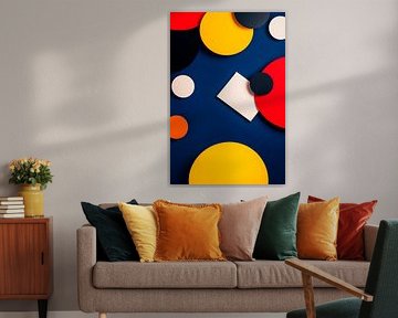 Geometric shapes on a blue background by Poster Art Shop