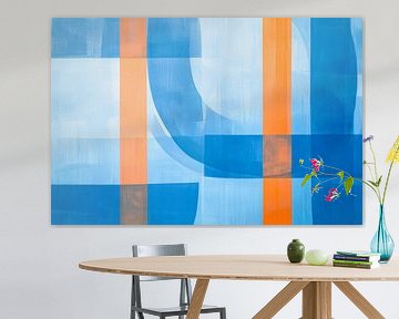 Aquarellspiel – Blau und Orange von Poster Art Shop