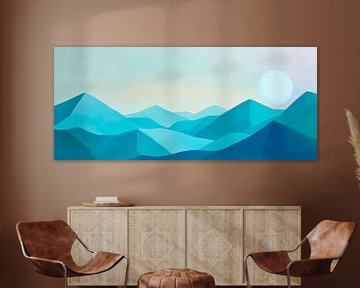 Berggeflüster - glooiende heuvelsMorgenlicht over turquoise kleur van Poster Art Shop