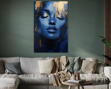 Élégance bleue - visage de rêve sur Poster Art Shop