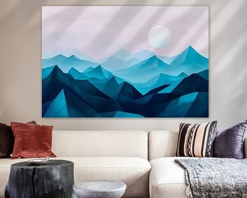 Montagnes bleues sous la lumière de la lune sur Poster Art Shop