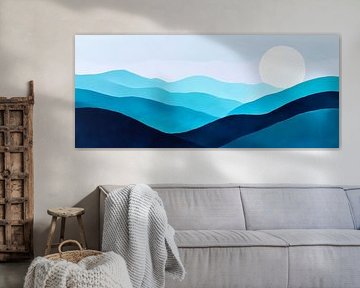 Blue waves in the sunlight Harmonies of the rolling hills Mor by Poster Art Shop