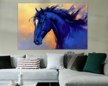 Blauwe ruiter in het ochtendlicht Majesteit van de nachtelijke hemel van Poster Art Shop