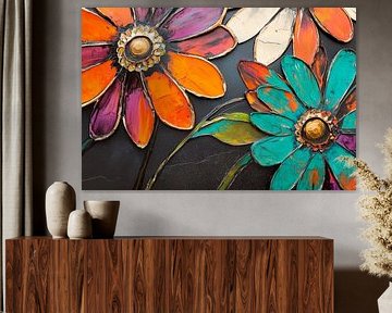 Blooming blaze of colour - steel flowers by Poster Art Shop