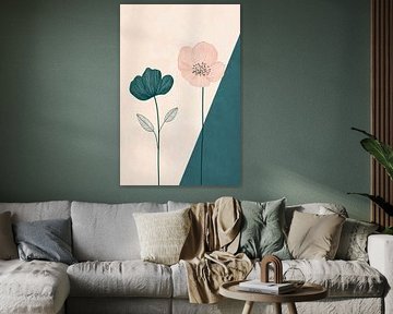 Bloemrijke poëzie in een geometrisch spel van Poster Art Shop