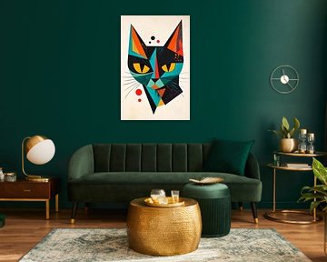 Colourful eyes of mysticism - CatGeometric elegance - Cat by Poster Art Shop
