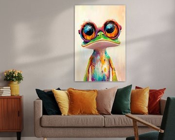 Kleurrijke ogen van een dromer - Kikker Kleurrijke glimlach d van Poster Art Shop