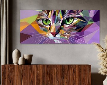 Kleurrijke momenten - Kattenportret Geometrische elegantie van Poster Art Shop