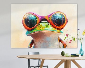 Kleurrijke momenten - Hipster kikker van Poster Art Shop