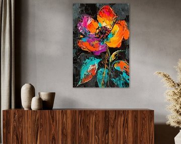 Fleur colorée dans le rêve nocturne sur Poster Art Shop