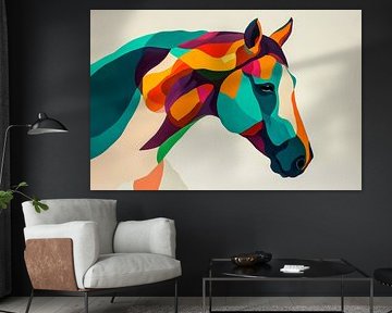 Colourful freedom - Horse portrait Lively elegance - Horses by Poster Art Shop