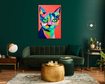 Kleurrijke facetten van een kat van Poster Art Shop