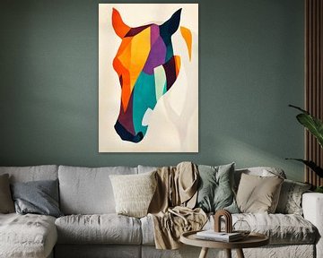 Kleurrijke ziel - Abstract paard van Poster Art Shop