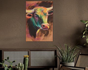 Kleurrijke ziel - Sterke Stier look van Poster Art Shop