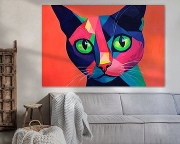 Bunter Blick – Katzenporträt lebendig von Poster Art Shop