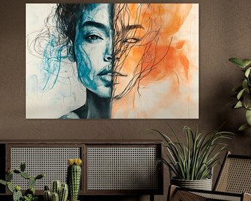 Duality of colours - facial art by Poster Art Shop