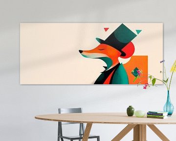 Elegante vos met hoge hoed Verleidingsvos in kleuren van Poster Art Shop