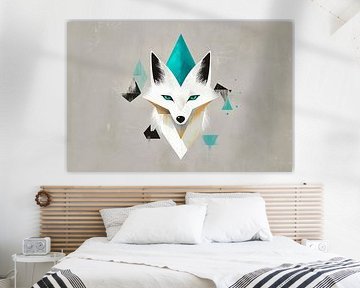 Ice-cold look - geometric fox Snowy elegance - by Poster Art Shop