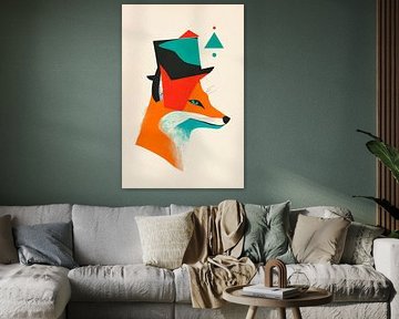 Elegant fox in a blaze of colour Clever style - Fox with Hu by Poster Art Shop