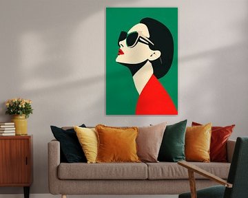 Elegance in green - Stylish muse by Poster Art Shop