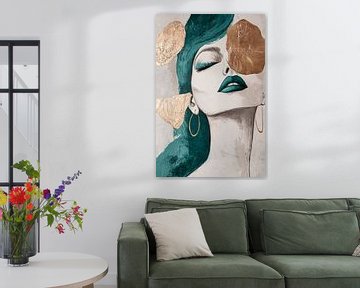 Elegance in gold and aqua Dreamlike stillness - play of colours S by Poster Art Shop
