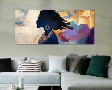 Elegantie in schaduw - Silhouet rel van kleur - Vrouwelijk van Poster Art Shop