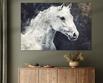 Ethereal Elegance - White horse silhouette of grace - Pf by Poster Art Shop