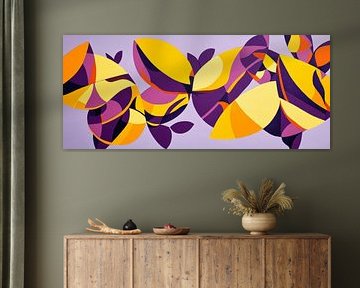 Kleurrijke bladeren in dansend licht Geometrie van de natuur in kleur van Poster Art Shop
