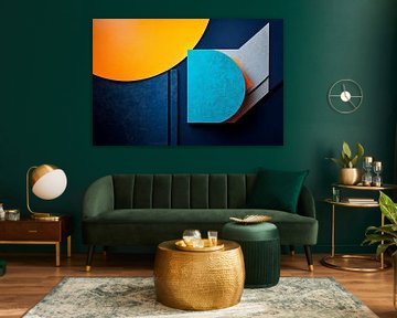 Colourful shapes in dark blue by Poster Art Shop